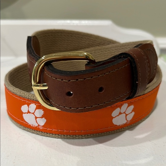 Zep-Pro Orange Belt with Paw Print Design Size 32 Like New Clemson Tigers - Picture 1 of 8